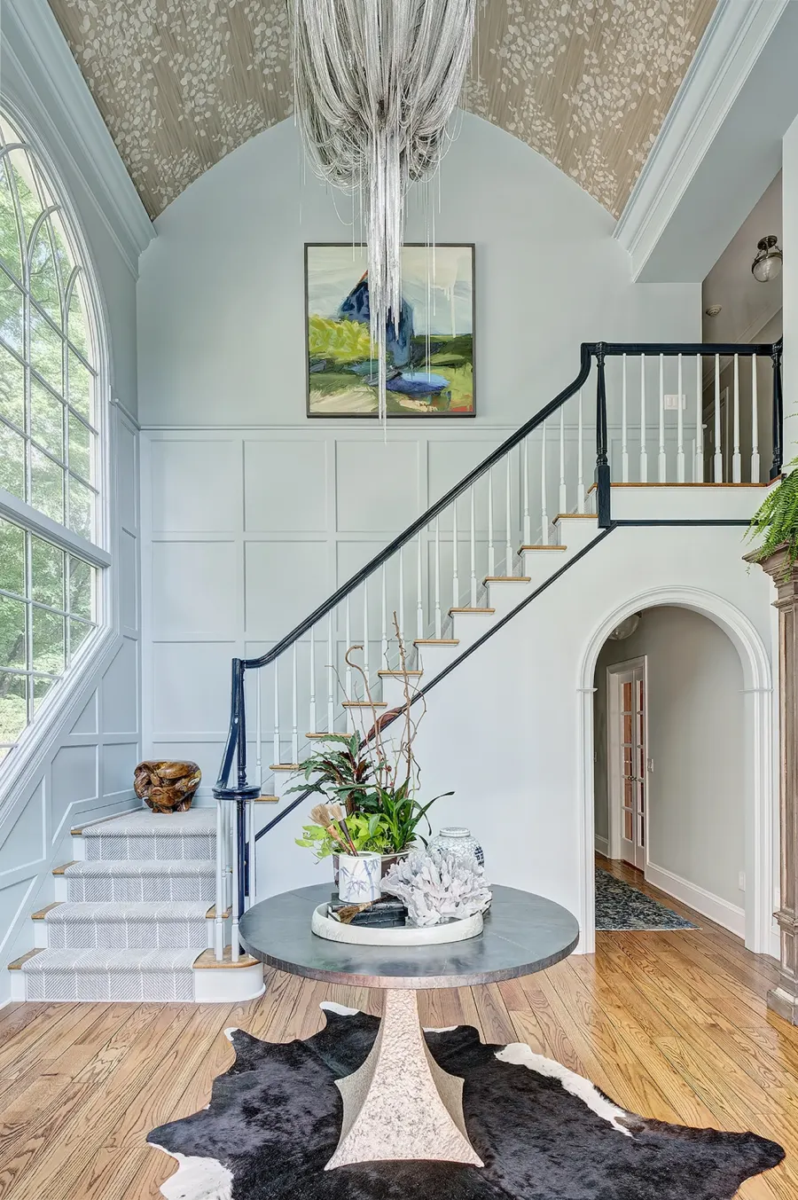 Foyer interior design by Beth Krupa Interiors, a HOBI award-winning entrance